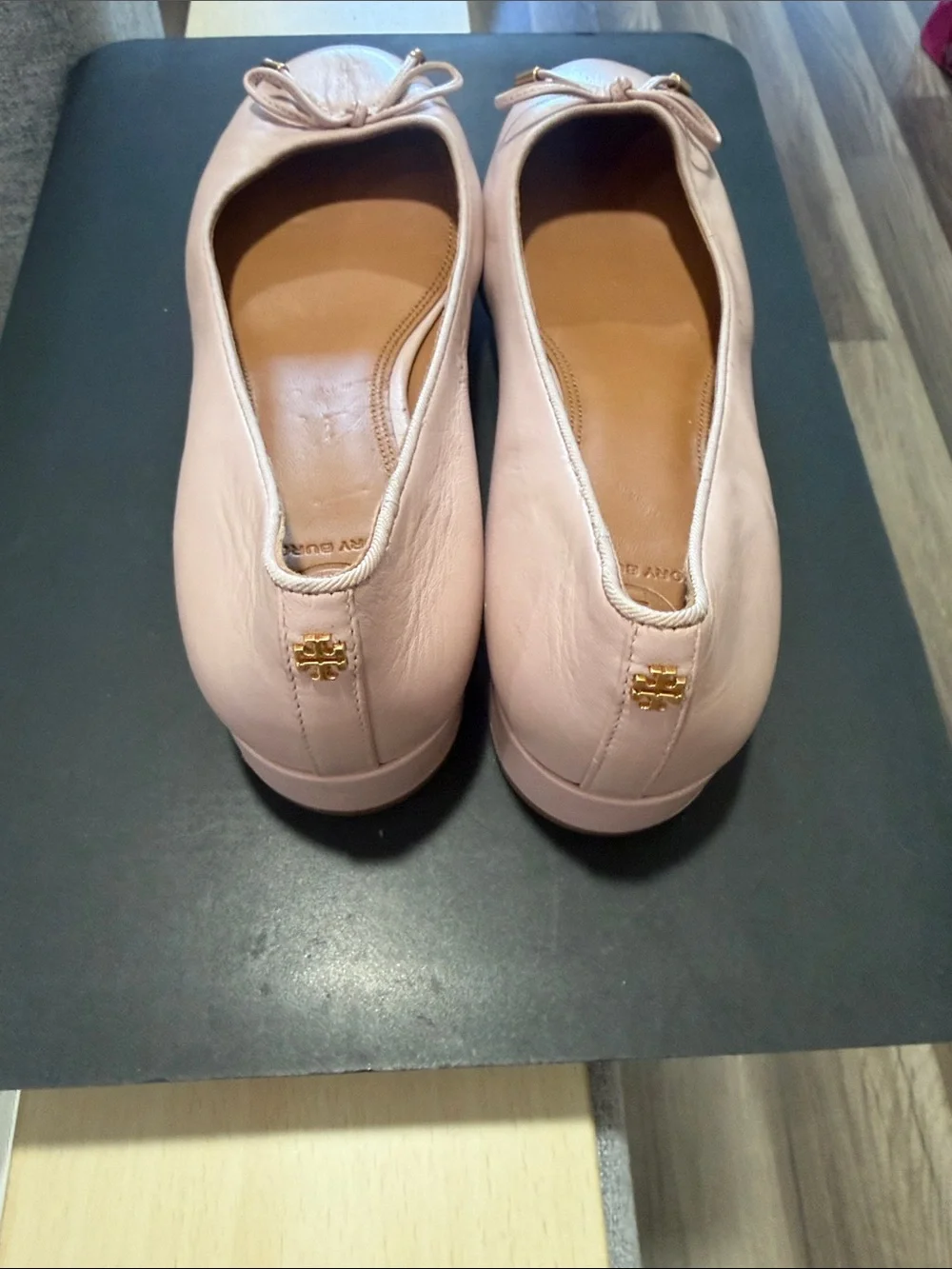 Tory Burch Blush Pink Leather Ballet Flats with Bow